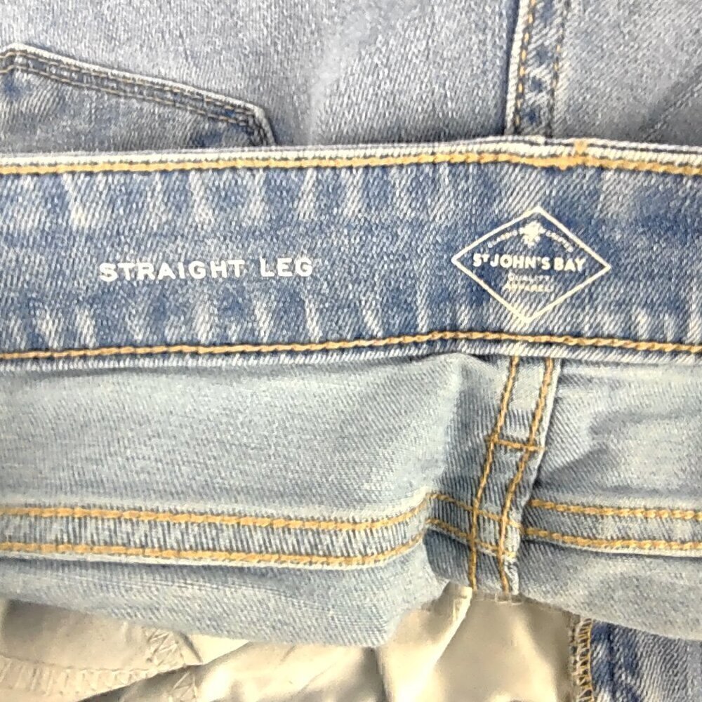 St. John's Bay Cotton Blend 5 Pocket Straight Leg Blue Denim Jeans Size 14PS - Picture 9 of 10